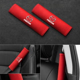 2pcs 21cm Mazda Logo Suede Car Seat Safety Belt Pads Shoulder Protection Cover