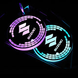 2pcs Suzuki Logo Car Water Coasters 7-color LED Light Cup Mat Holder