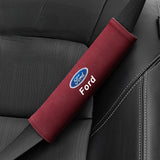 2pcs 21cm Ford Logo Suede Car Seat Safety Belt Pads Shoulder Protection Cover
