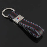 BMW M Power Car Logo Metal Leather Keyring Pendant Key Ring Keychain