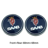 68MM SAAB SCANIA Logo ABS Car Front Bonnet Emblem Badge Rear Sticker Decal