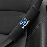 2pcs 21cm Subaru Logo Suede Car Seat Safety Belt Pads Shoulder Protection Cover