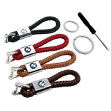 BMW Logo PU Leather Braided Rope Car Keychain