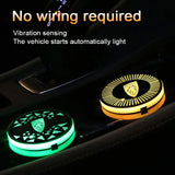 2pcs Peugeot Logo Car Water Coasters 7-color LED Light Cup Mat Holder