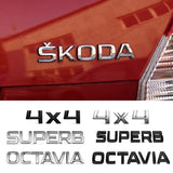 Skoda RAPID SUPERB OCTAVIA KAROQ KODIAQ KAMIQ Fabia 4x4 YETI Metal Car Rear Sticker Trunk Emblem Badge Decal