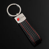 Audi RS Sline Logo Leather Car Keychian Key Holder Keyring