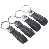BMW M Power Car Logo Metal Leather Keyring Pendant Key Ring Keychain