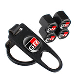 4pcs/set Toyota GR Car Air Valve Stem Cap Auto Tyre Valve Covers with Keychain
