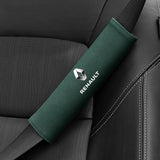 2pcs 21x6cm Renault Logo Suede Car Seat Safety Belt Pads Shoulder Protection Cover