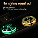 2pcs Honda Logo Car Water Coasters 7-color LED Light Cup Mat Holder
