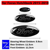 3pcs Stainless Steel Car Steering Wheel Sticker Auto Front Head Decal Rear Emblem Badge for Ford Focus Edge STline Territory Mondeo TAURUS Escort Everest Decoration