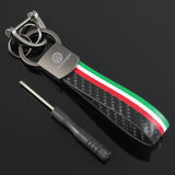 Volkswagen VW R Logo Carbon Fiber Car Keychain Pendant Key Chain Holder