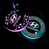 2pcs Hyundai Logo Car Water Coasters 7-color LED Light Cup Mat Holder