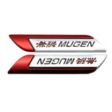 2pcs Honda Mugen Logo Metal Car Side Sticker Emblem Badge Decal Auto Body Decoration