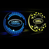 2pcs Land Rover Logo Car Water Coasters 7-color LED Light Cup Mat Holder