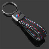 BMW M Power Car Logo Metal Leather Keyring Pendant Key Ring Keychain