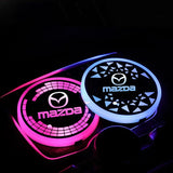 2pcs Mazda Logo Car Water Coasters 7-color LED Light Cup Mat Holder