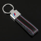 BMW M Power Car Logo Metal Leather Keychain Auto Key Ring Holder