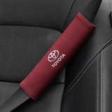 2pcs 21cm Toyota Logo Suede Car Seat Safety Belt Pads Shoulder Protection Cover