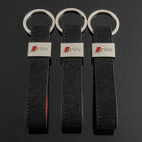 Audi Sline Car Logo Suede Keychain Key Ring Holder