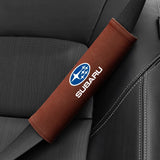 2pcs 21cm Subaru Logo Suede Car Seat Safety Belt Pads Shoulder Protection Cover
