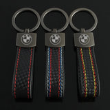 BMW Car Logo Metal Leather Keychain Key Ring Holder Pendant