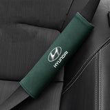 2pcs 21x6cm Hyundai Logo Suede Car Seat Safety Belt Pads Shoulder Protection Cover