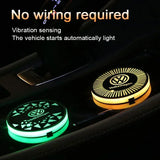 2pcs Volkswagen VW Logo Car Water Coasters 7-color LED Light Cup Mat Holder