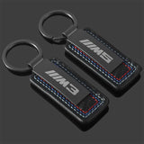 BMW M3 M5 Carbon Leather Metal Car Keychian Key Rings