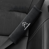 2pcs 21cm Citroen Logo Suede Car Seat Safety Belt Pads Shoulder Protection Cover