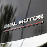 Tesla DUAL MOTOR Logo Metal Car Rear Sticker Emblem Badge Decal