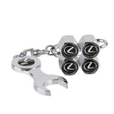 4pcs/set Lexus Logo Car Air Valve Stem Cap Auto Tyre Valve Covers with Wrench