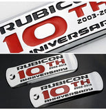 Jeep Rubicon 10th Anniversary Metal Car Body Side Sticker Trunk Emblem Badge