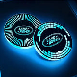 2pcs Land Rover Logo Car Water Coasters 7-color LED Light Cup Mat Holder