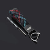 BMW M Power Car Keychain Oxford Webbing Metal Keyring