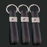 BMW M Power Car Logo Metal Leather Keyring Pendant Key Ring Keychain