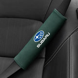 2pcs 21cm Subaru Logo Suede Car Seat Safety Belt Pads Shoulder Protection Cover