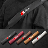 2pcs 33cm Audi Sline Logo Suede Car Seat Safety Belt Pads Shoulder Protection Cover