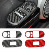2pcs Carbon Fiber Car Window Lifting Key Panel Decorative Stickers Cover for Mini Cooper