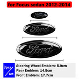 3pcs Stainless Steel Car Steering Wheel Sticker Auto Front Head Decal Rear Emblem Badge for Ford Edge Escape ST Line Explorer Territory Mondeo TAURUS Focus