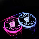 2pcs Peugeot Logo Car Water Coasters 7-color LED Light Cup Mat Holder