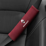2pcs 21x6cm Renault Logo Suede Car Seat Safety Belt Pads Shoulder Protection Cover