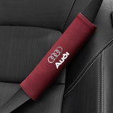 2pcs 21x6cm Audi Sline Logo Suede Car Seat Safety Belt Pads Shoulder Protection Cover