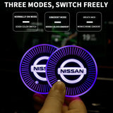 2pcs Nissan Logo Car Water Coasters 7-color LED Light Cup Mat Holder