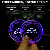 2pcs Chevrolet Logo Car Water Coasters 7-color LED Light Cup Mat Holder