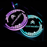2pcs Citroen Logo Car Water Coasters 7-color LED Light Cup Mat Holder