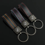 BMW Car Logo Metal Leather Keychain Key Ring Holder Pendant