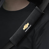 2pcs 21cm Chevrolet Logo Suede Car Seat Safety Belt Pads Shoulder Protection Cover