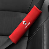 2pcs 21x6cm Renault Logo Suede Car Seat Safety Belt Pads Shoulder Protection Cover