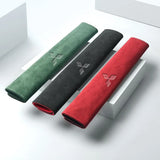 2pcs 32.5cm Mitsubishi Logo Suede Car Seat Safety Belt Pads Shoulder Protection Cover